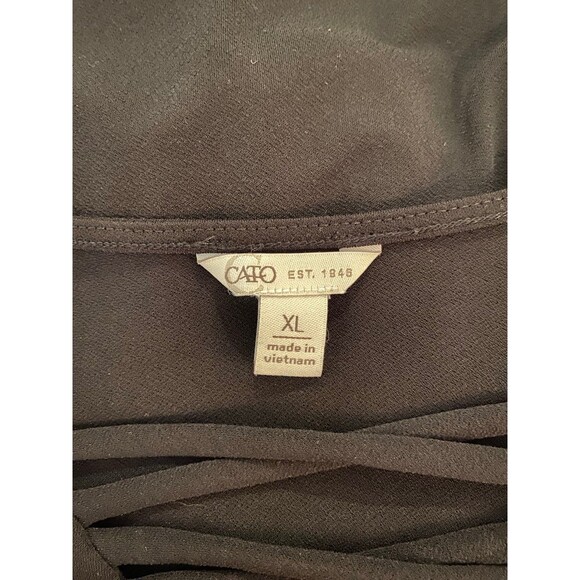 Cato Blouse Plus Size XL Top Black Long Sleeved Casual Relaxed Fit Wash & Wear - Picture 4 of 8